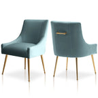 Chaise de salle à manger ou de coiffeuse en velours plissé bouclé glamour moderne avec poignée arrière