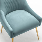 Chaise de salle à manger ou de coiffeuse en velours plissé bouclé glamour moderne avec poignée arrière