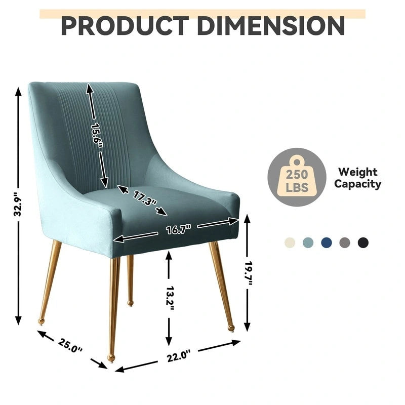 Chaise de salle à manger ou de coiffeuse en velours plissé bouclé glamour moderne avec poignée arrière