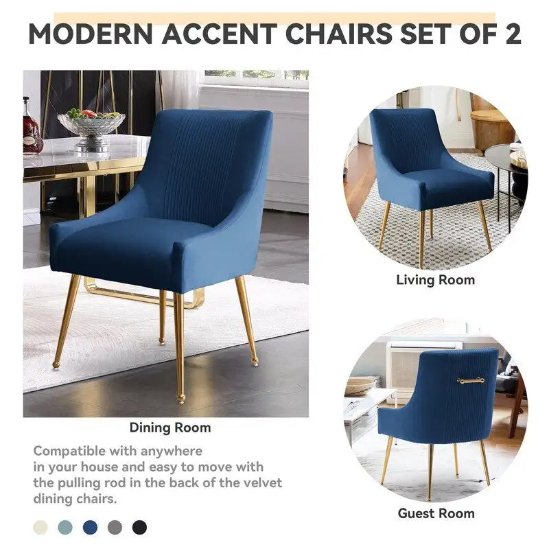 Chaise de salle à manger ou de coiffeuse en velours plissé bouclé glamour moderne avec poignée arrière