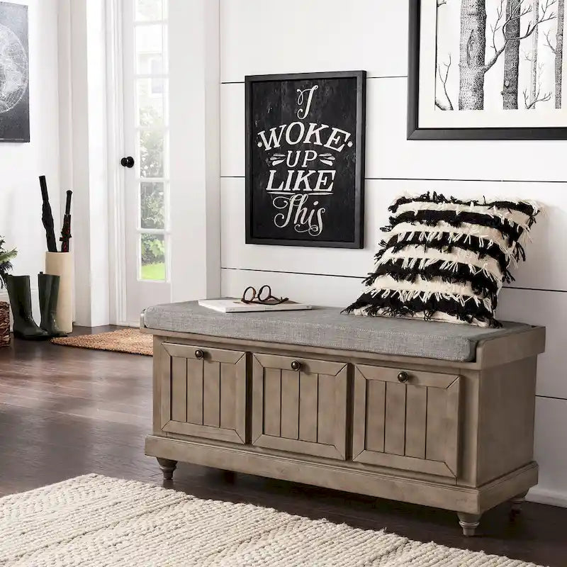 Banc de rangement Granger avec coussin en lin par iNSPIRE Q Classic