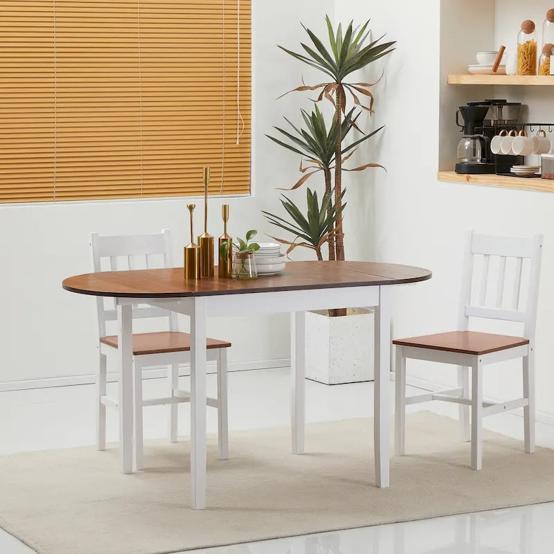 Table de cuisine 55" en bois massif, table à manger pliante à abattants pour petits espaces
