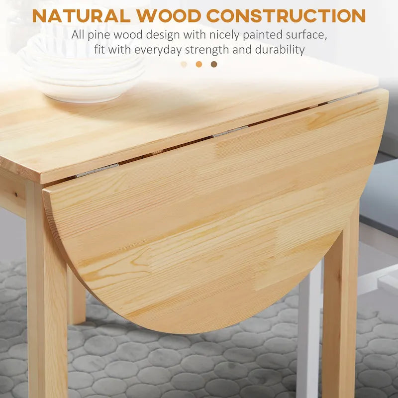 Table de cuisine 55" en bois massif, table à manger pliante à abattants pour petits espaces