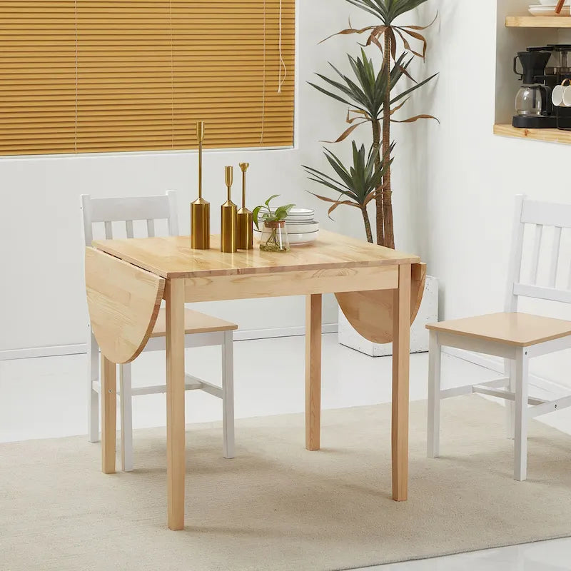 Table de cuisine 55" en bois massif, table à manger pliante à abattants pour petits espaces
