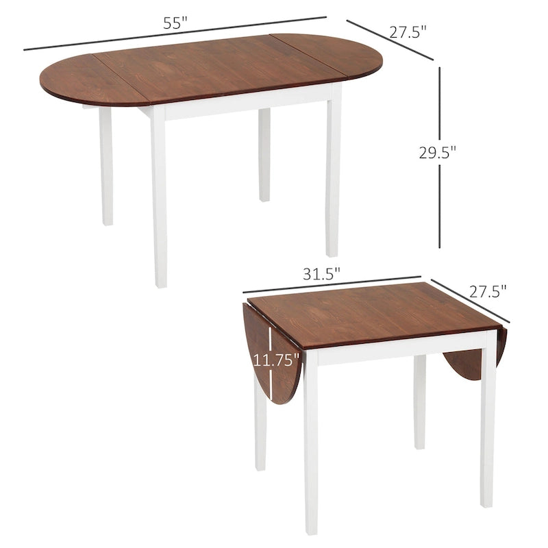 Table de cuisine 55" en bois massif, table à manger pliante à abattants pour petits espaces