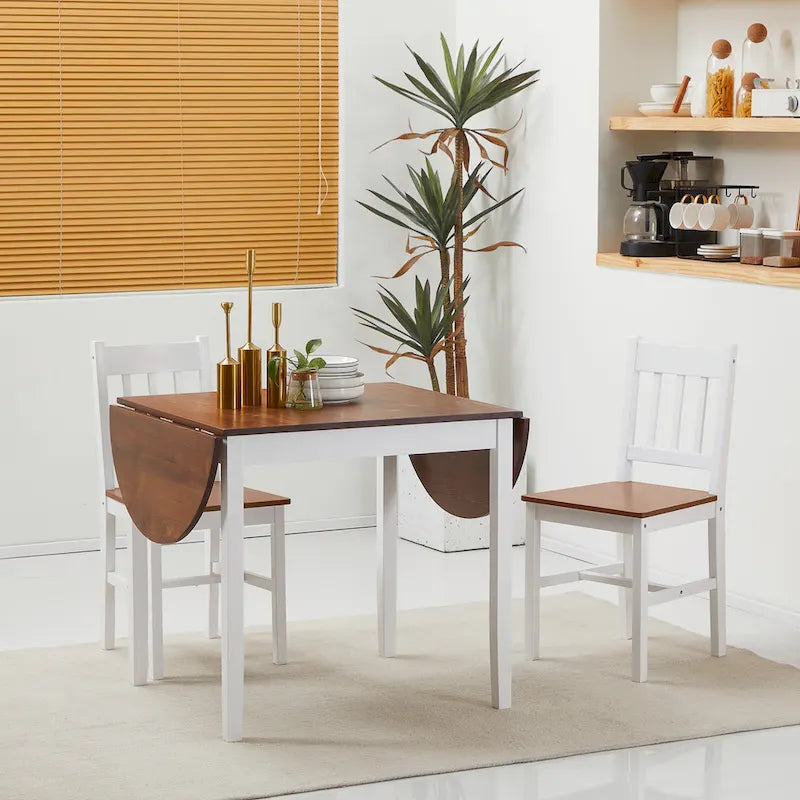 Table de cuisine 55" en bois massif, table à manger pliante à abattants pour petits espaces