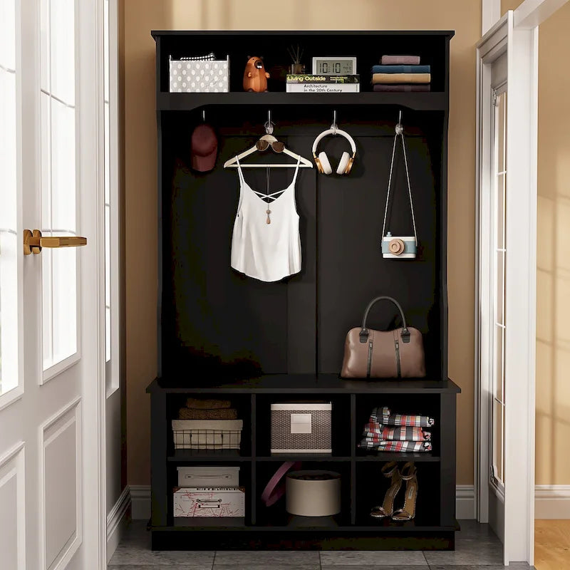 39.8 Meuble d'entrée large avec banc et placard à chaussures