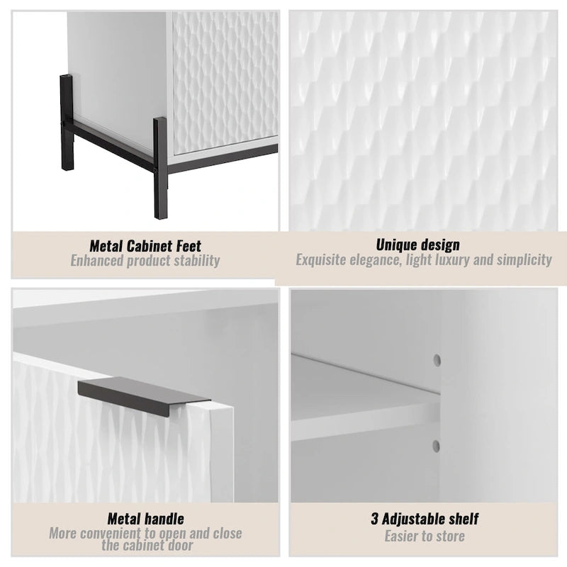 Bahut d'appoint de rangement moderne et brillant