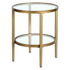 Table d'appoint ronde large Hera 19.63 avec étagère en verre transparent