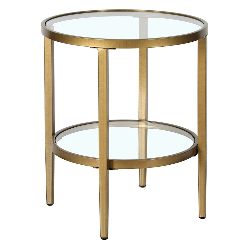 Table d'appoint ronde large Hera 19.63 avec étagère en verre transparent