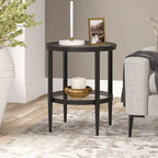 Table d'appoint ronde large Hera 19.63 avec étagère en verre transparent