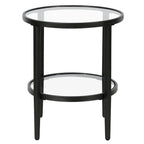 Table d'appoint ronde large Hera 19.63 avec étagère en verre transparent