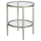Table d'appoint ronde large Hera 19.63 avec étagère en verre transparent
