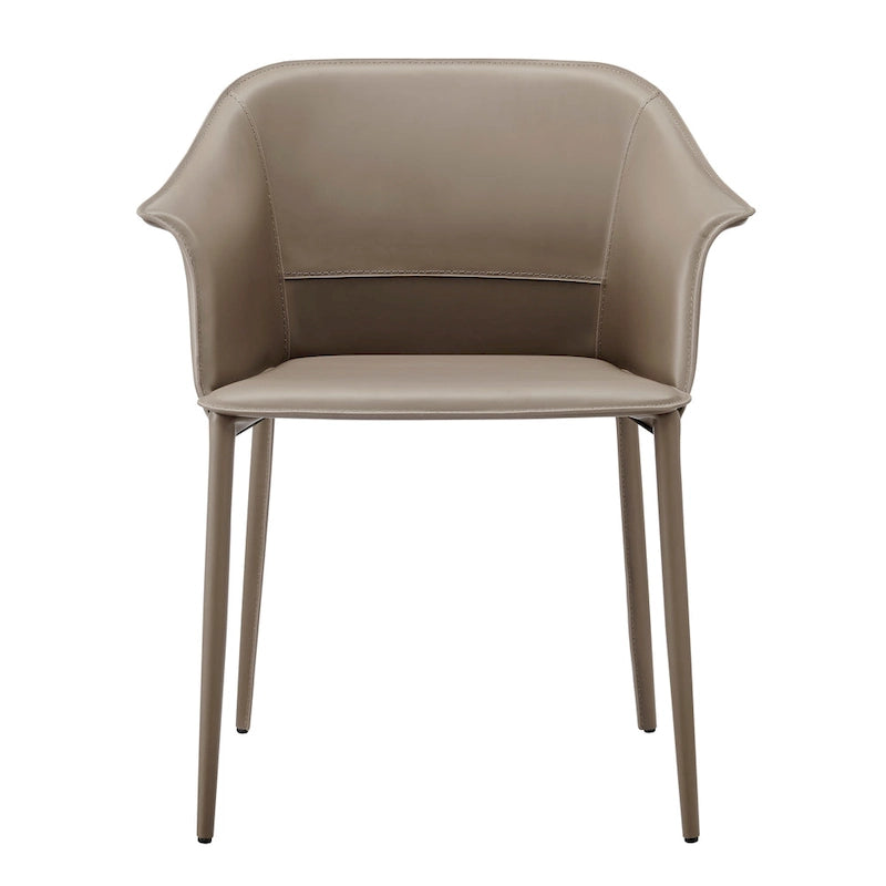 Chaise de salle à manger avec accoudoirs en cuir recyclé