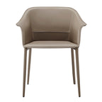 Chaise de salle à manger avec accoudoirs en cuir recyclé