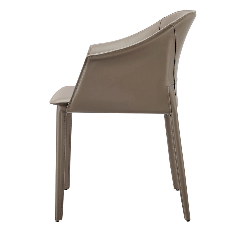 Chaise de salle à manger avec accoudoirs en cuir recyclé