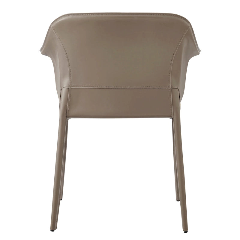 Chaise de salle à manger avec accoudoirs en cuir recyclé