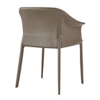 Chaise de salle à manger avec accoudoirs en cuir recyclé