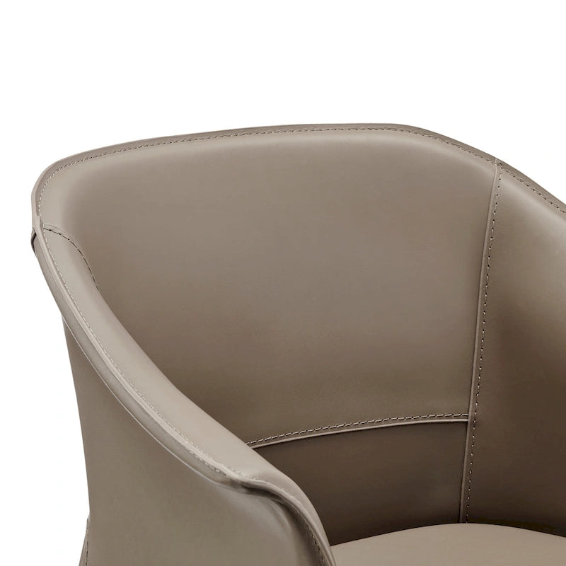 Chaise de salle à manger avec accoudoirs en cuir recyclé