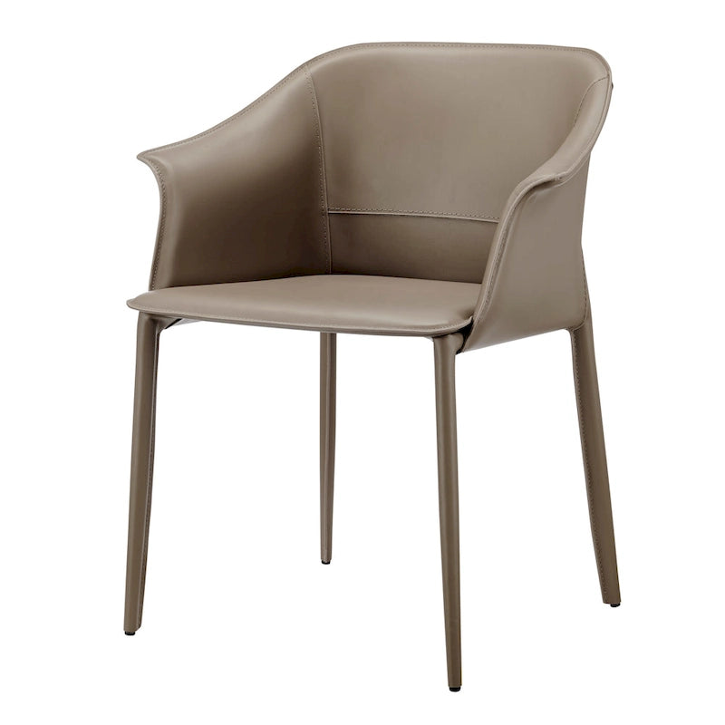 Chaise de salle à manger avec accoudoirs en cuir recyclé