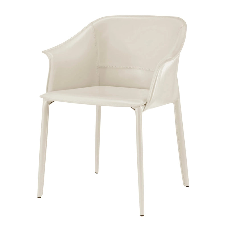 Chaise de salle à manger avec accoudoirs en cuir recyclé