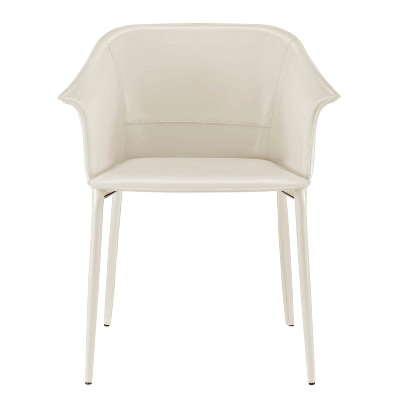 Chaise de salle à manger avec accoudoirs en cuir recyclé