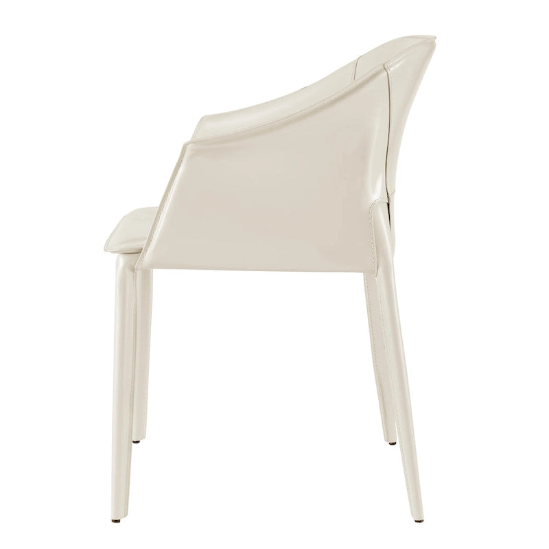Chaise de salle à manger avec accoudoirs en cuir recyclé