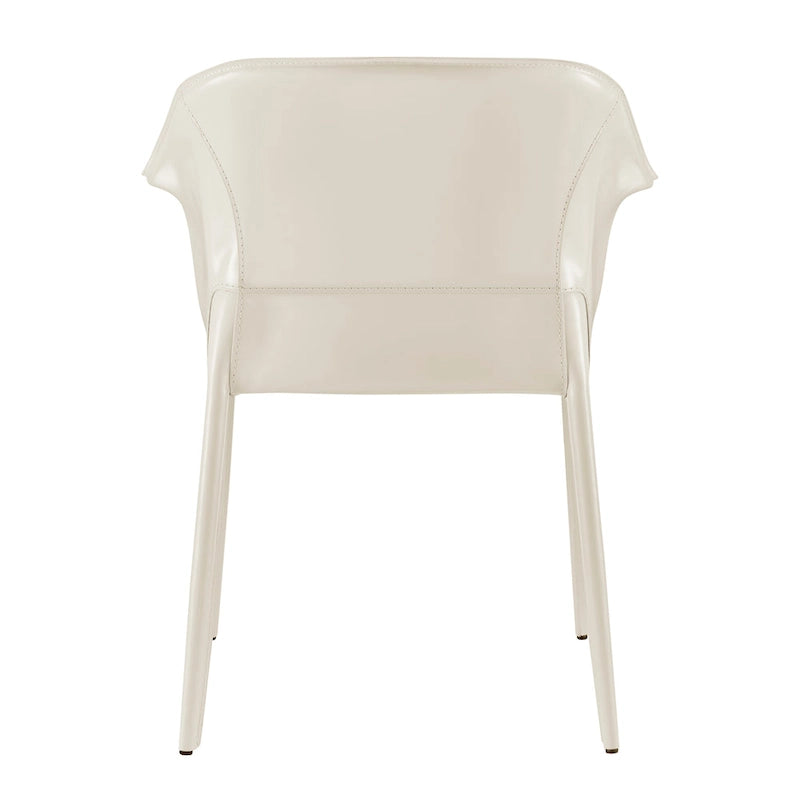 Chaise de salle à manger avec accoudoirs en cuir recyclé