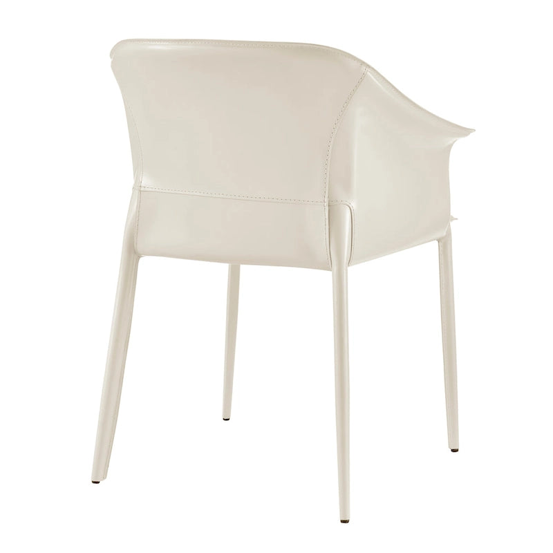 Chaise de salle à manger avec accoudoirs en cuir recyclé