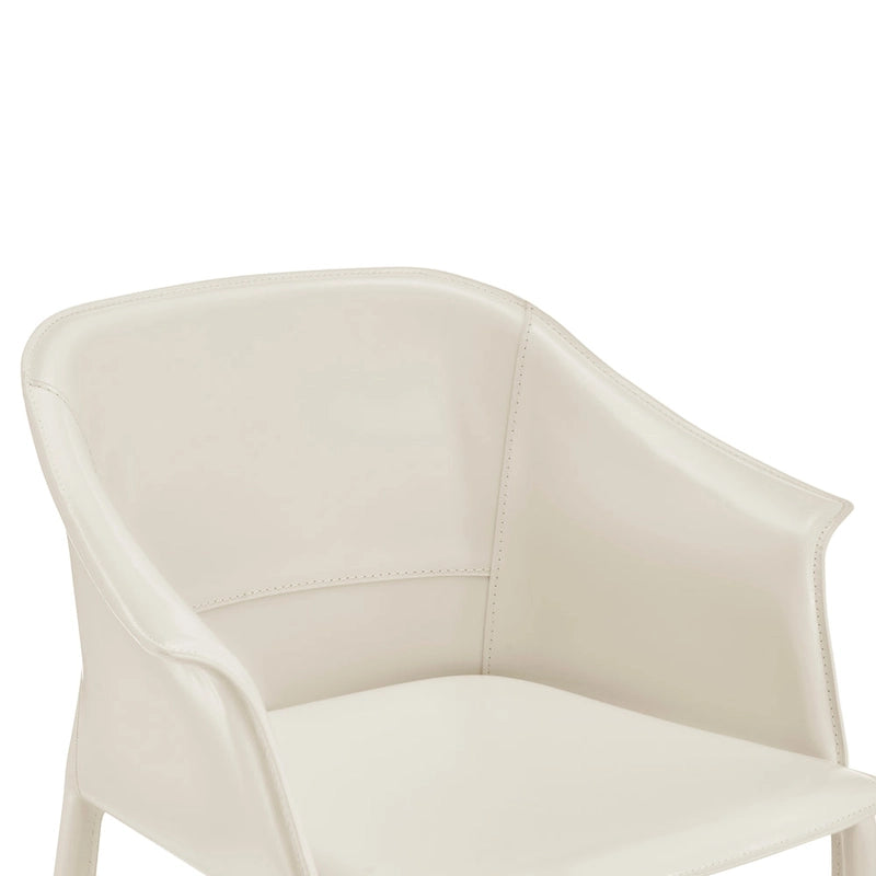 Chaise de salle à manger avec accoudoirs en cuir recyclé