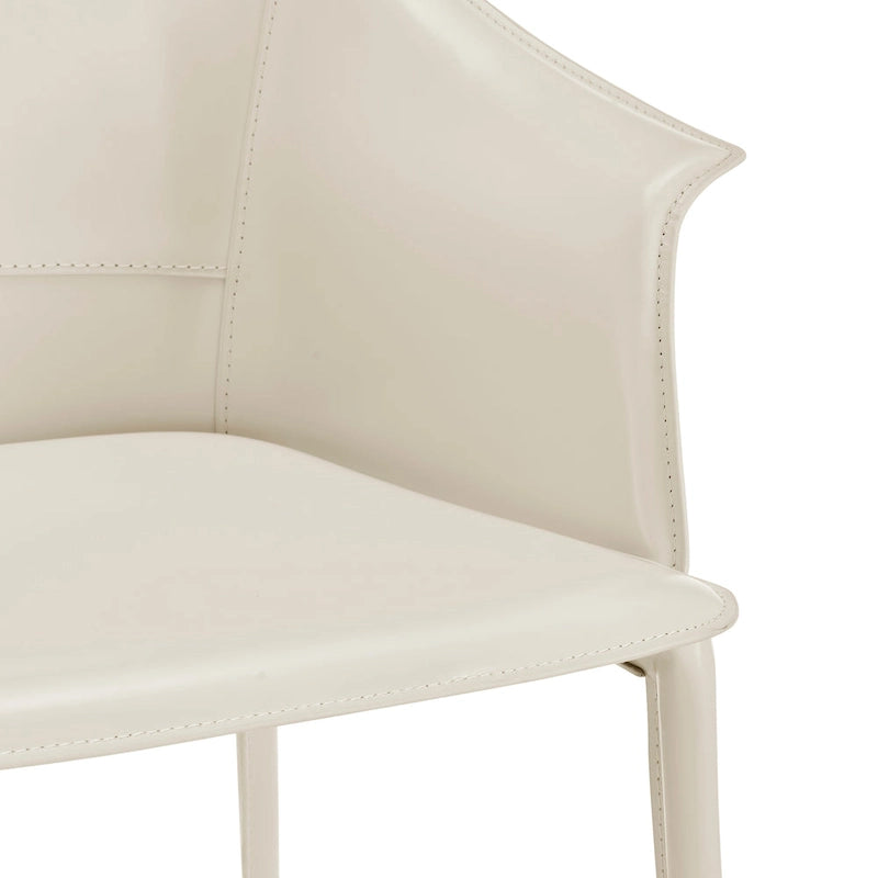 Chaise de salle à manger avec accoudoirs en cuir recyclé