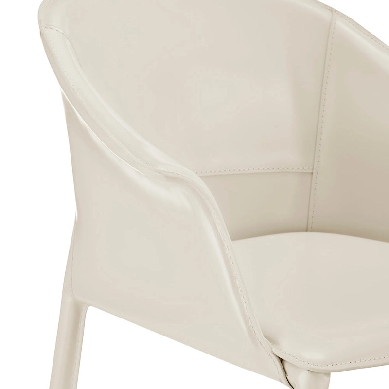 Chaise de salle à manger avec accoudoirs en cuir recyclé