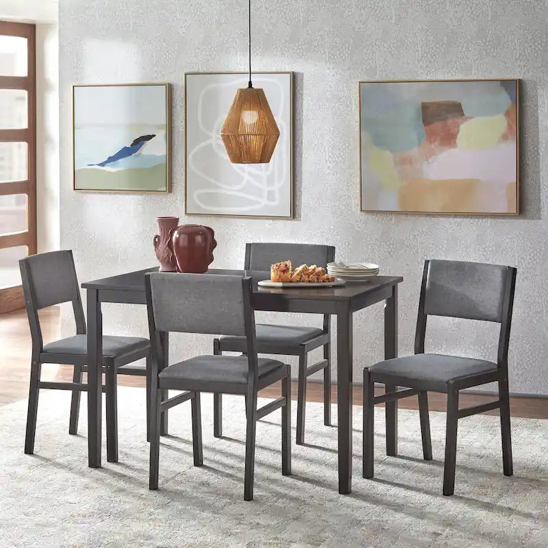 Ensemble table et chaises de salle à manger 5 pièces en bois massif