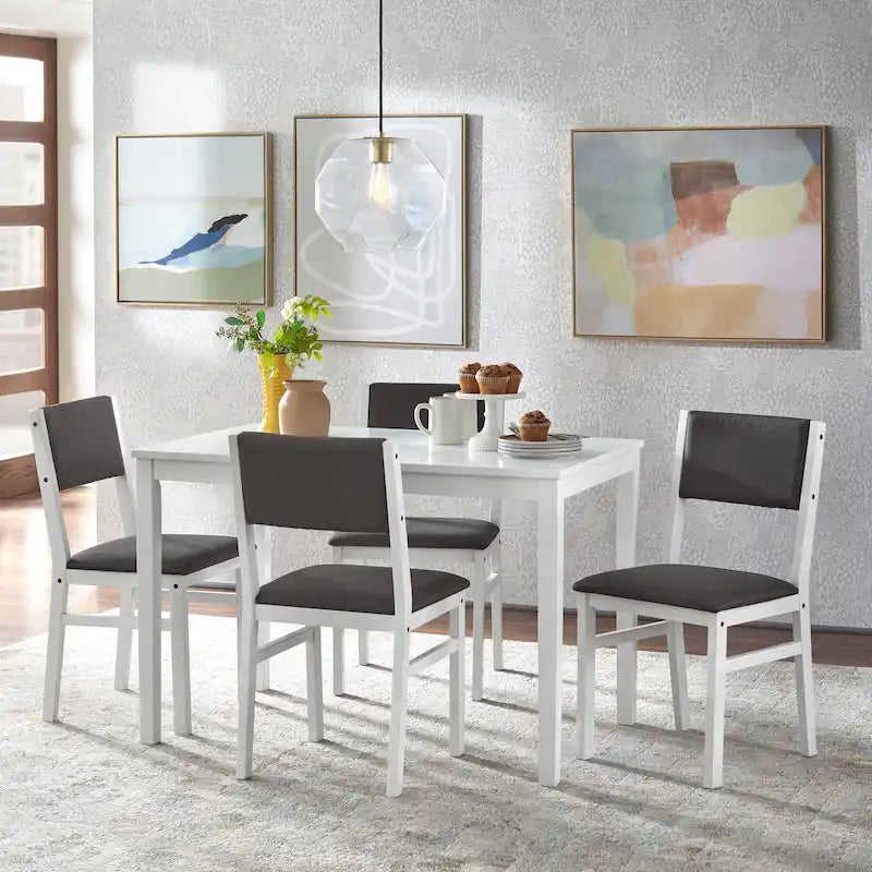Ensemble table et chaises de salle à manger 5 pièces en bois massif
