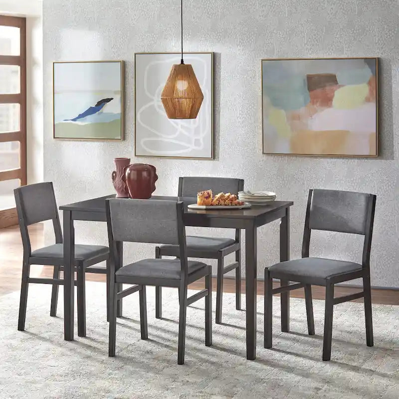 Ensemble table et chaises de salle à manger 5 pièces en bois massif