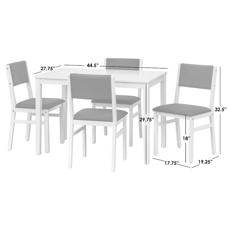 Ensemble table et chaises de salle à manger 5 pièces en bois massif