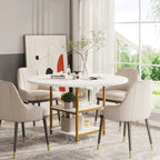 Table à manger ronde avec étagères de rangement pour 4 personnes, pieds en métal, plateau en bois pour salle à manger et salon, marron rustique et noir