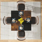 Table à manger ronde avec étagères de rangement pour 4 personnes, pieds en métal, plateau en bois pour salle à manger et salon, marron rustique et noir