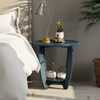 Table d'appoint ronde de style rustique avec étagère de rangement, table d'appoint de style campagne française
