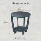 Table d'appoint ronde de style rustique avec étagère de rangement, table d'appoint de style campagne française