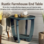 Table d'appoint ronde de style rustique avec étagère de rangement, table d'appoint de style campagne française