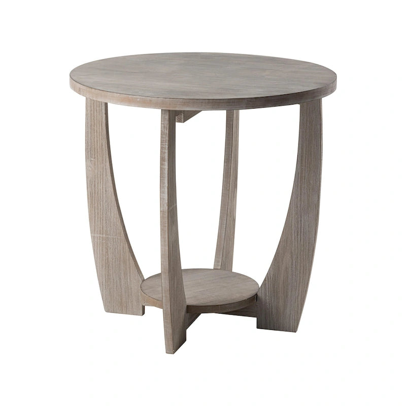 Table d'appoint ronde de style rustique avec étagère de rangement, table d'appoint de style campagne française