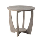Table d'appoint ronde de style rustique avec étagère de rangement, table d'appoint de style campagne française