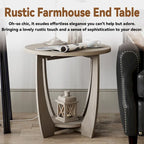 Table d'appoint ronde de style rustique avec étagère de rangement, table d'appoint de style campagne française