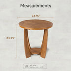 Table d'appoint ronde de style rustique avec étagère de rangement, table d'appoint de style campagne française
