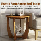 Table d'appoint ronde de style rustique avec étagère de rangement, table d'appoint de style campagne française