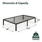 Lit plateforme en métal de 40,6 cm