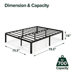 Lit plateforme en métal de 40,6 cm