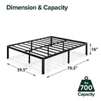 Lit plateforme en métal de 40,6 cm
