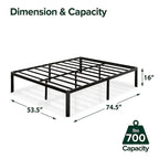 Lit plateforme en métal de 40,6 cm